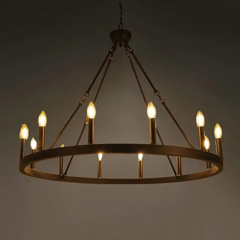 Bronze bronze iron round led pendant chandelier living room