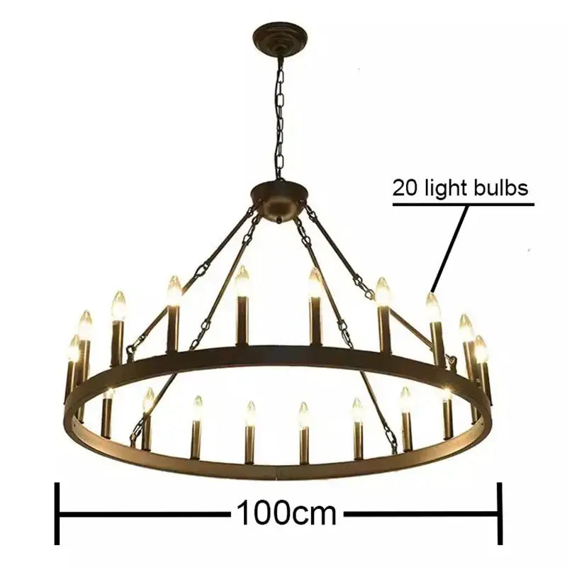 Bronze bronze iron round led pendant chandelier living room