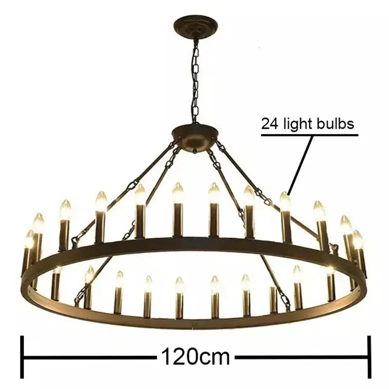 Bronze bronze iron round led pendant chandelier living room