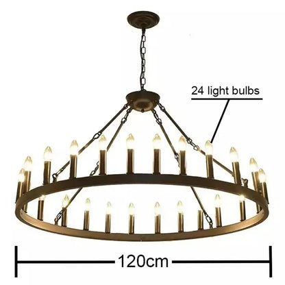 Bronze bronze iron round led pendant chandelier living room