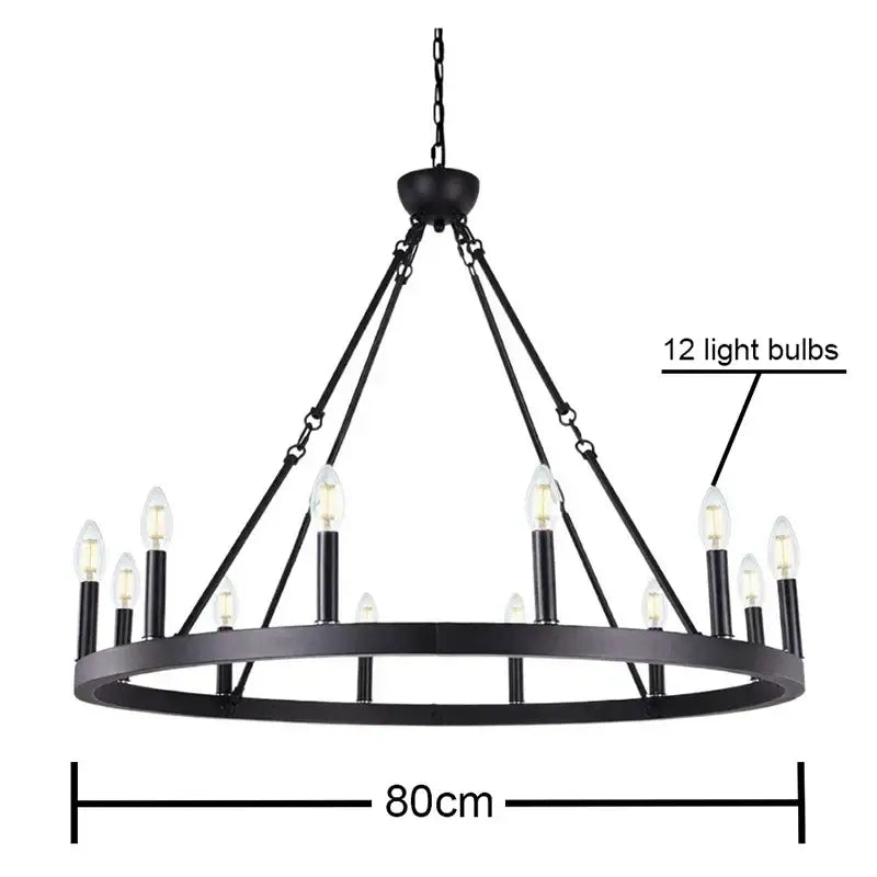 Bronze bronze iron round led pendant chandelier living room