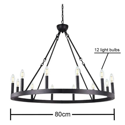 Bronze bronze iron round led pendant chandelier living room