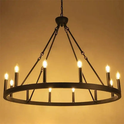 Bronze bronze iron round led pendant chandelier living room