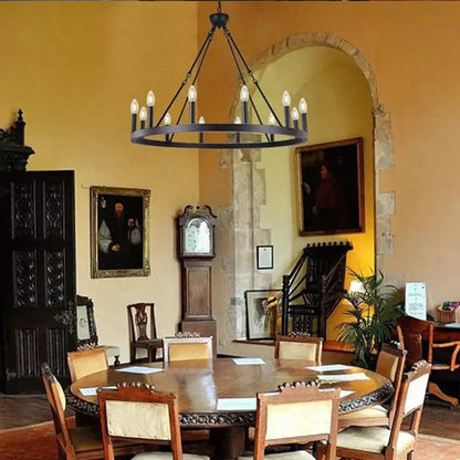 Bronze bronze iron round led pendant chandelier living room