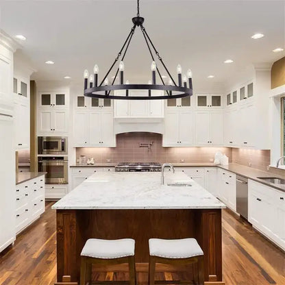 Bronze bronze iron round led pendant chandelier living room