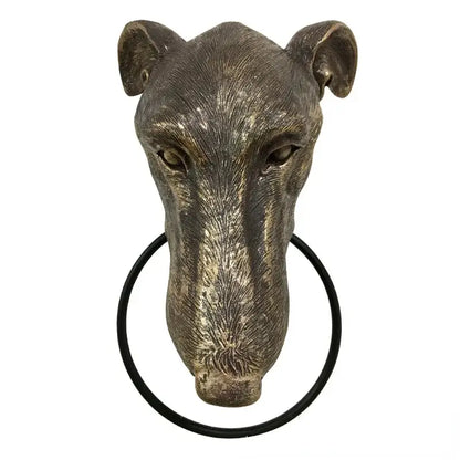 Bronze dog and bat head door knocker – courtyard wall pendant