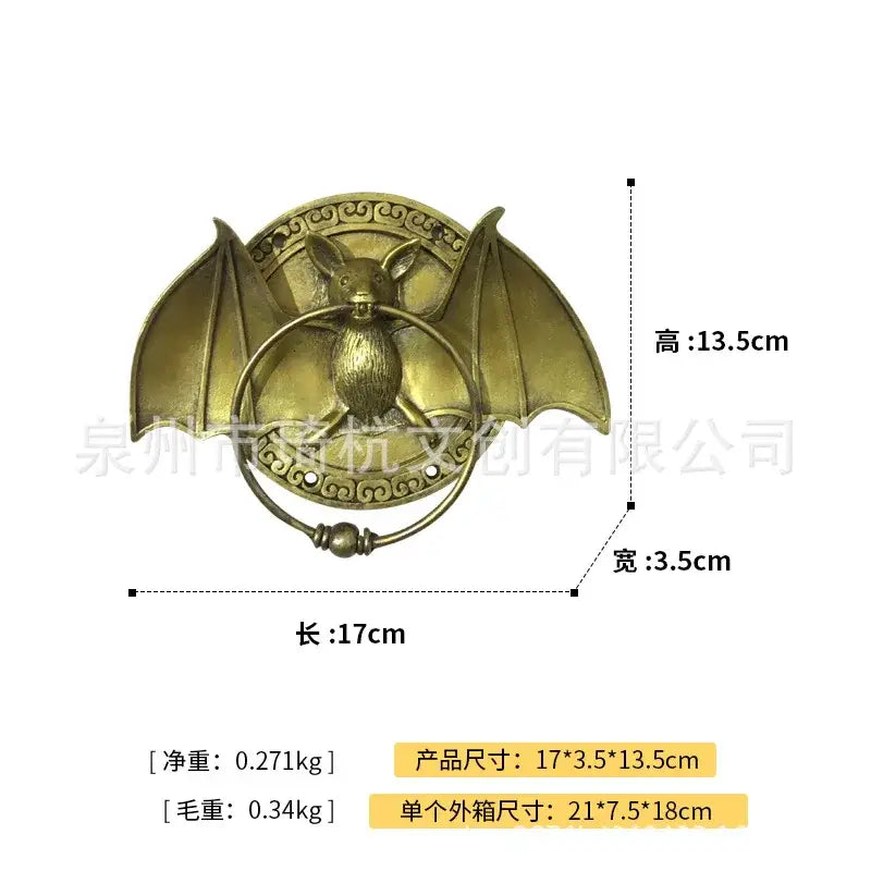 Bronze dog and bat head door knocker – courtyard wall pendant