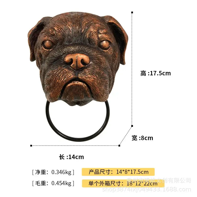 Bronze dog and bat head door knocker – courtyard wall pendant
