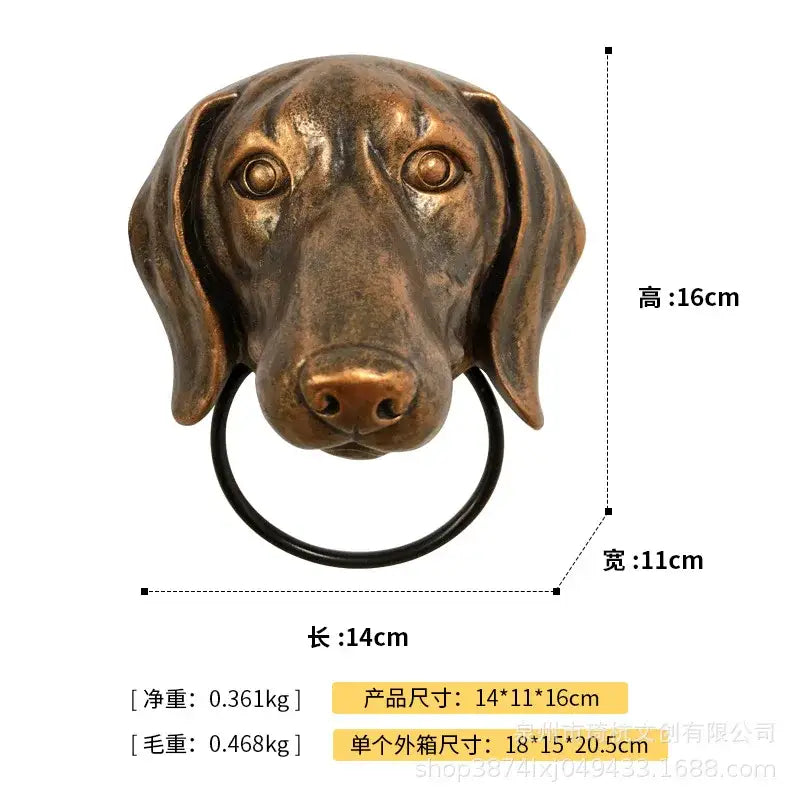 Bronze dog and bat head door knocker – courtyard wall pendant