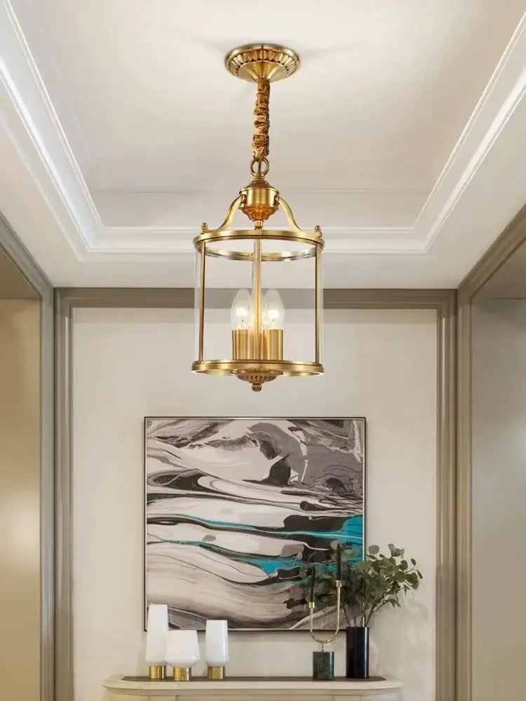 Bronze glass chandelier lantern pendant light for dining room