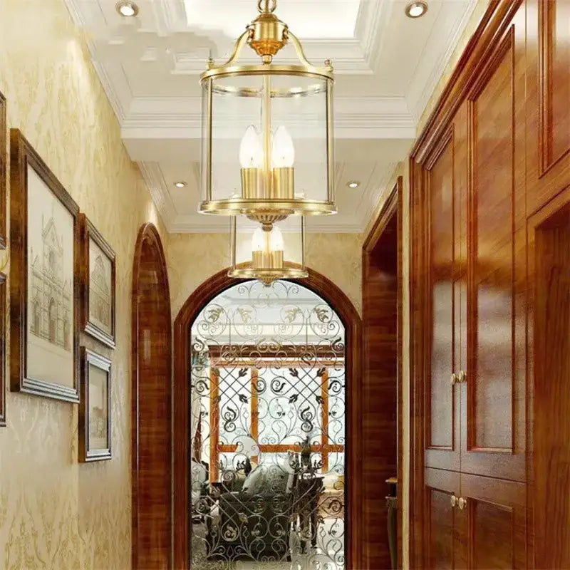 Bronze glass chandelier lantern pendant light for dining room