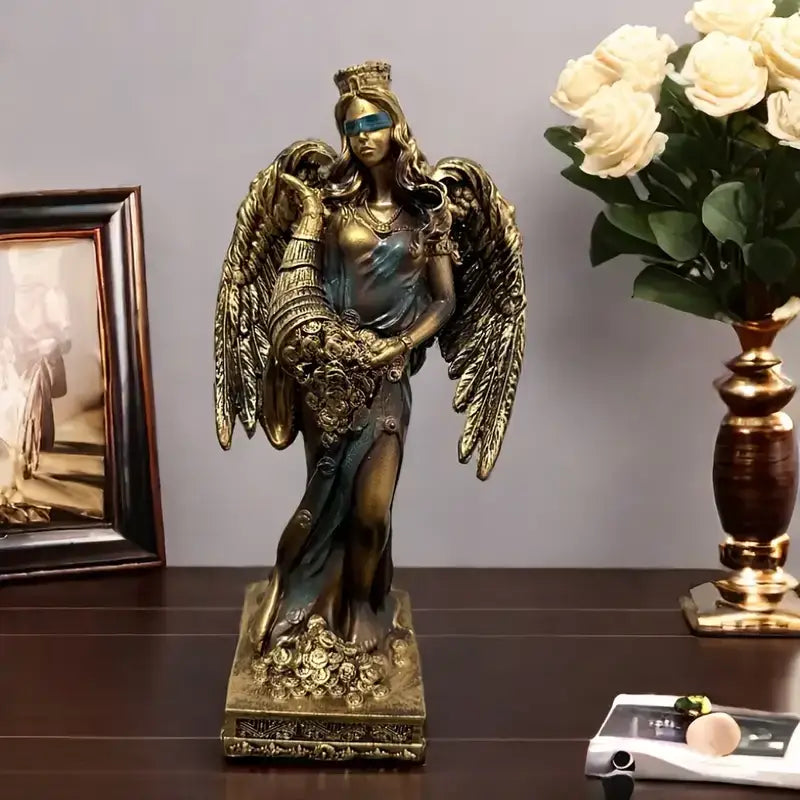 Bronze goddess fortune figurine office wealth sculpture decor
