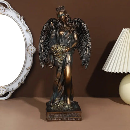 Bronze goddess fortune figurine office wealth sculpture decor