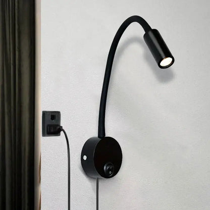 Bronze gooseneck led wall lamp – bedroom reading sconce brushed nickel & brass