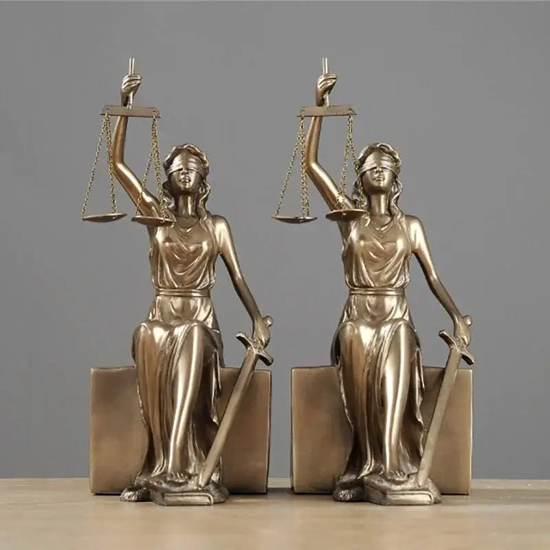 Bronze justice goddess statue bookends study room decor