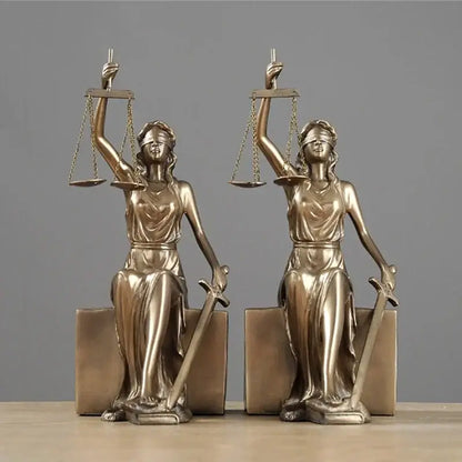 Bronze justice goddess statue bookends study room decor