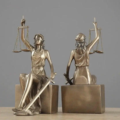 Bronze justice goddess statue bookends study room decor