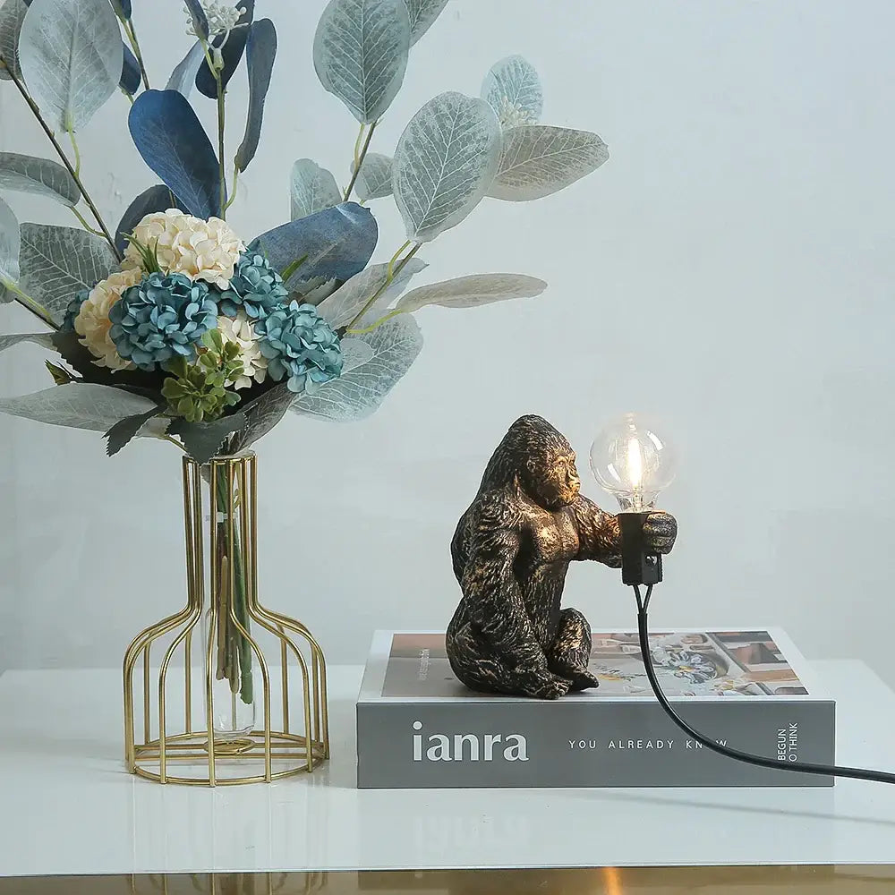 Bronze king kong gorilla table lamp bedroom night light