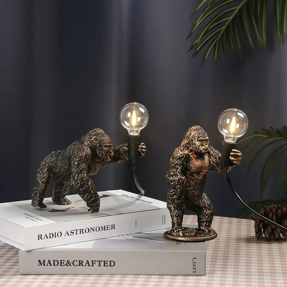 Bronze king kong gorilla table lamp bedroom night light