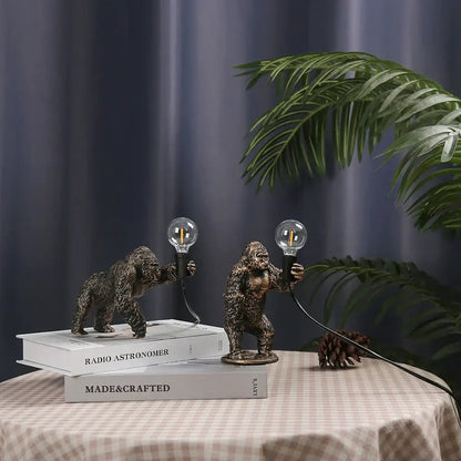 Bronze king kong gorilla table lamp bedroom night light