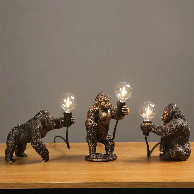 Bronze king kong gorilla table lamp bedroom night light