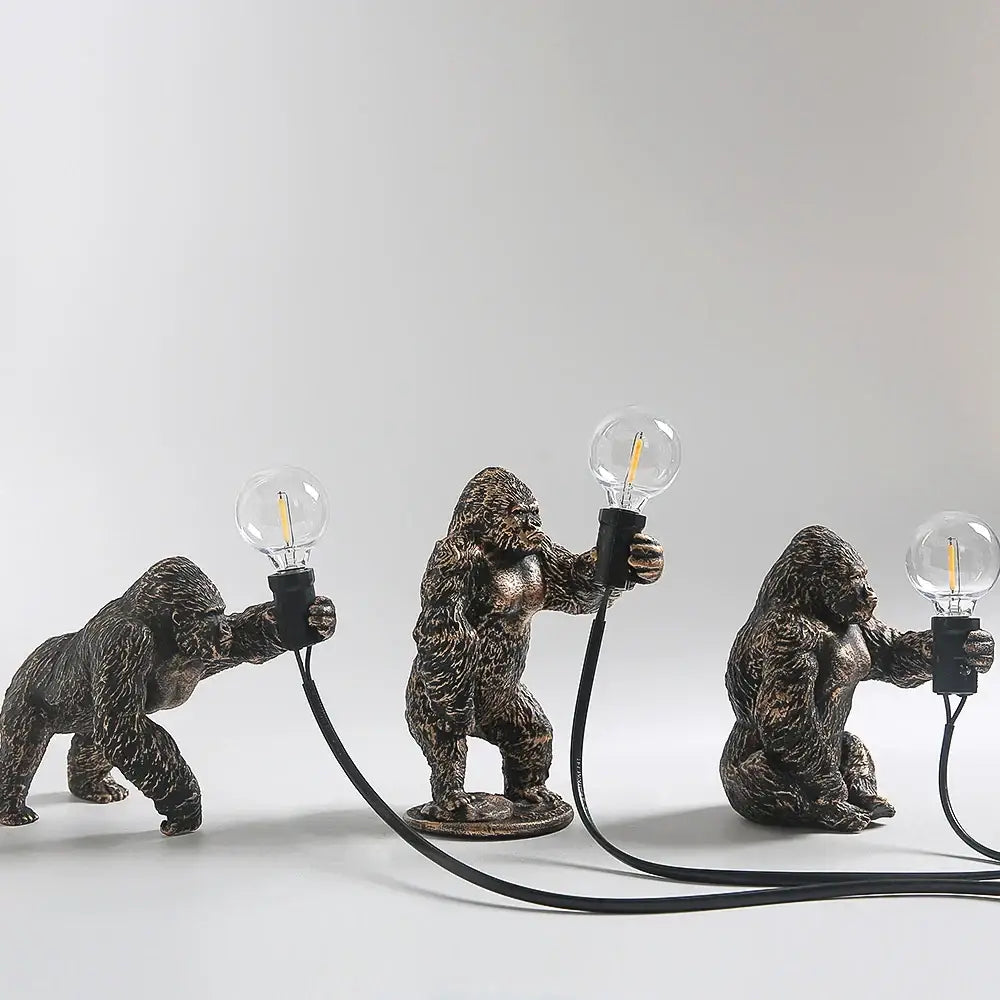 Bronze king kong gorilla table lamp bedroom night light