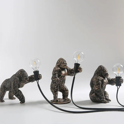 Bronze king kong gorilla table lamp bedroom night light
