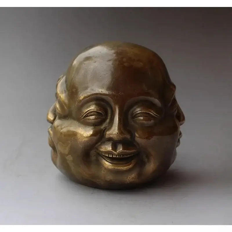 Bronze polished buddha head statue living room serene decor