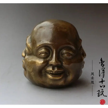 Bronze polished buddha head statue living room serene decor