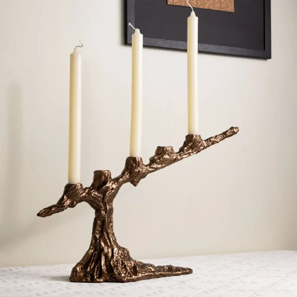 Bronze tree branch bamboo candle holder dining room centerpiece