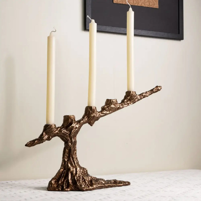 Bronze tree branch bamboo candle holder dining room centerpiece
