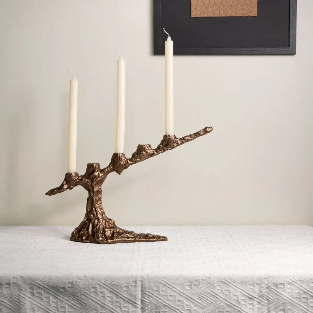 Bronze tree branch bamboo candle holder dining room centerpiece