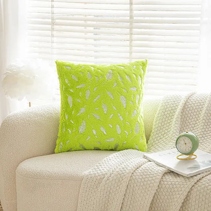 Bronzed feather style emerald green velvet pillowcase living room decor