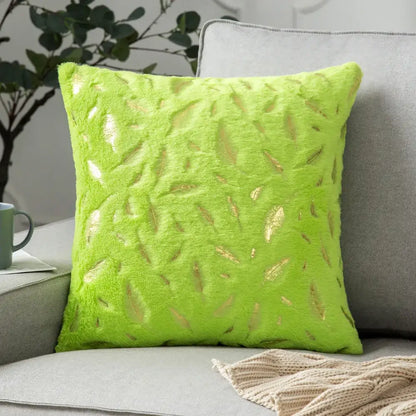 Bronzed feather style emerald green velvet pillowcase living room decor