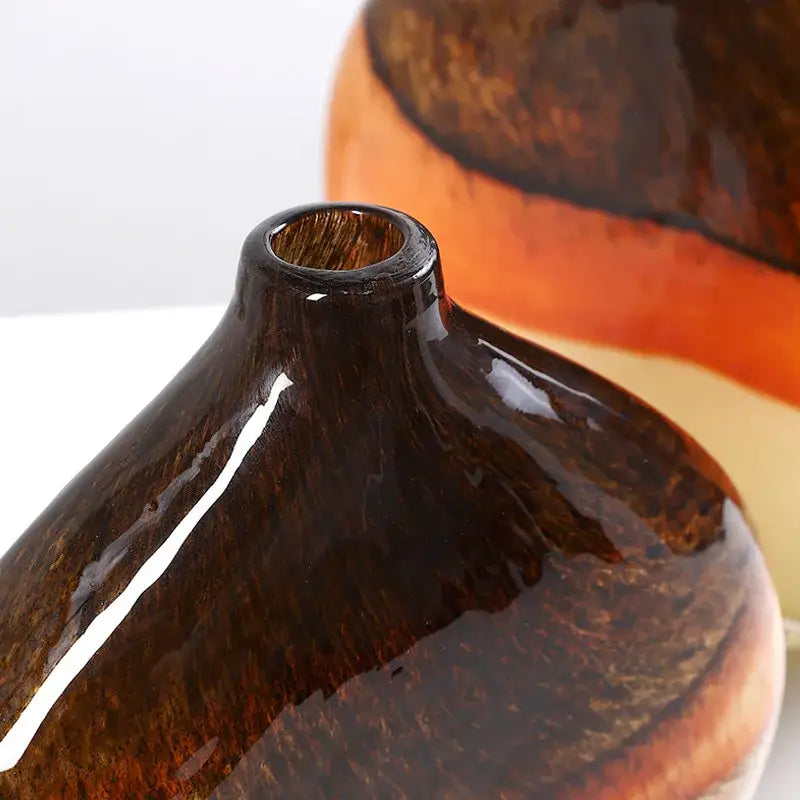 Brown and cream gradient glass vase living room decor