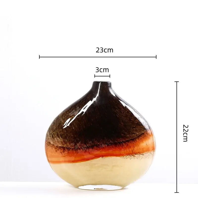 Brown and cream gradient glass vase living room decor