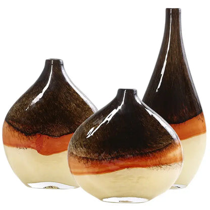 Brown and cream gradient glass vase living room decor