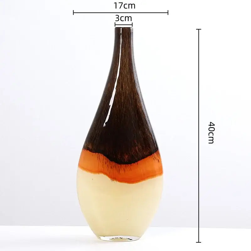 Brown and cream gradient glass vase living room decor
