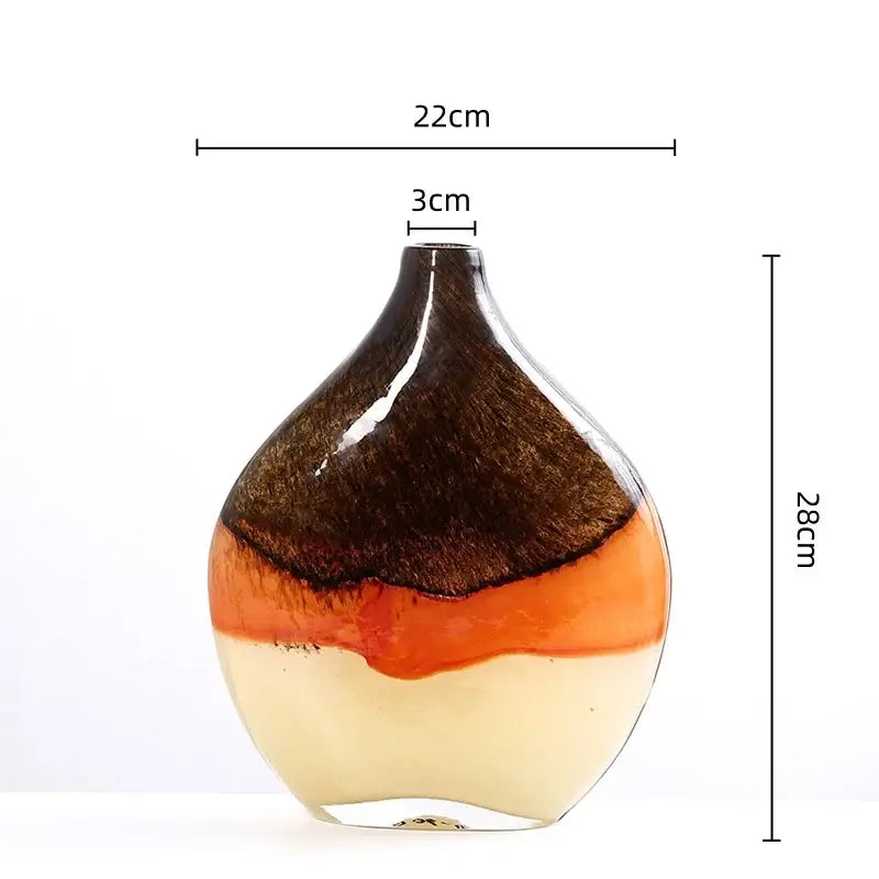 Brown and cream gradient glass vase living room decor
