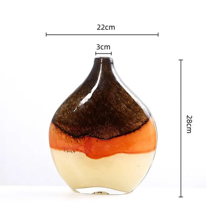 Brown and cream gradient glass vase living room decor