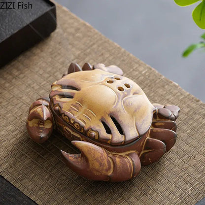 Brown & beige crab ceramic incense burner living room aromatherapy plate