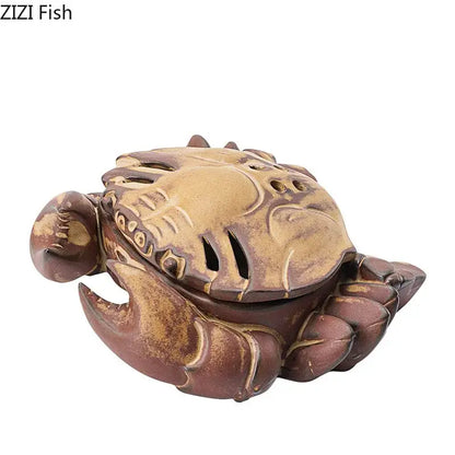 Brown & beige crab ceramic incense burner living room aromatherapy plate