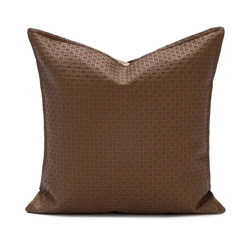 Brown & beige faux leather cushion cover 45x45cm living room decor