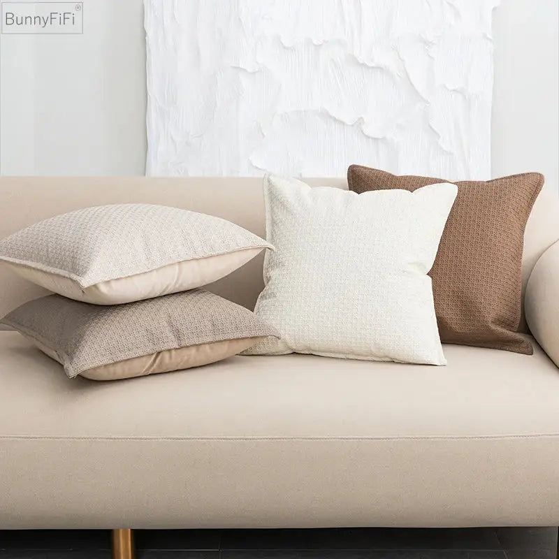 Brown & beige faux leather cushion cover 45x45cm living room decor