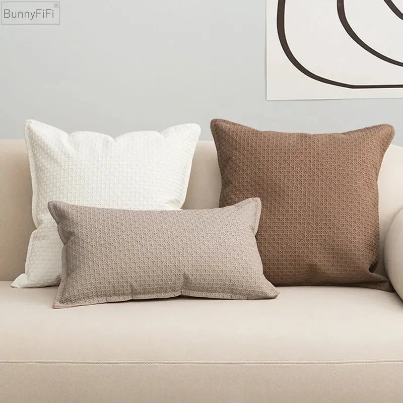 Brown & beige faux leather cushion cover 45x45cm living room decor