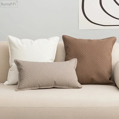 Brown & beige faux leather cushion cover 45x45cm living room decor