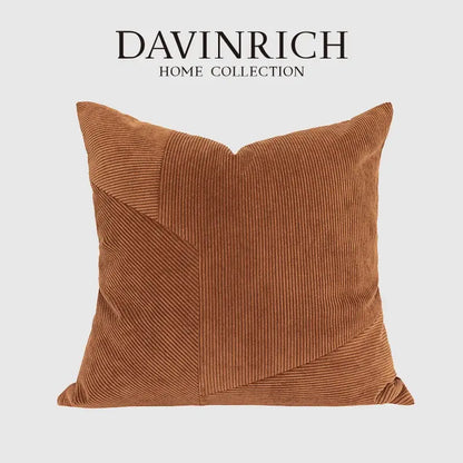 Brown corduroy patchwork cushion cover living room pillow case