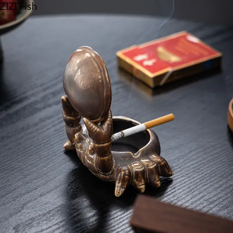 Brown crab ceramic ashtray phone holder office desk decoration