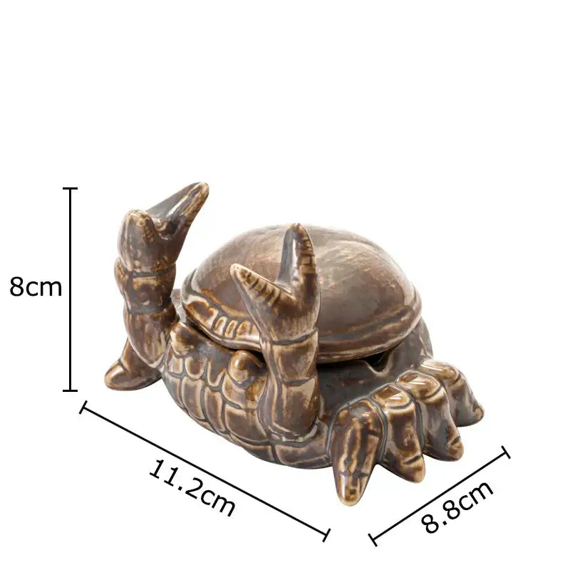 Brown crab ceramic ashtray phone holder office desk decoration