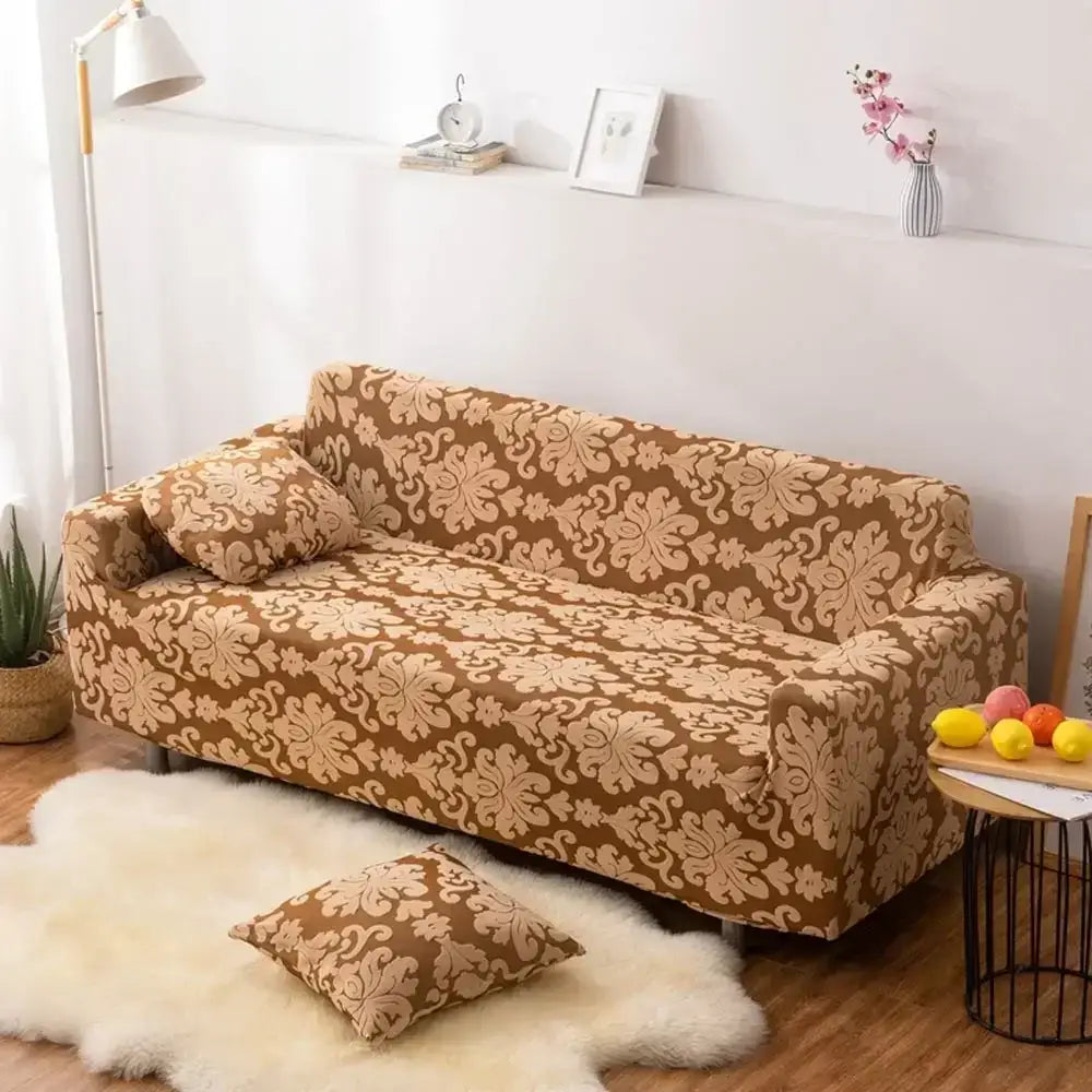 Brown damask solid embossed sofa cover slipcovers living room decor
